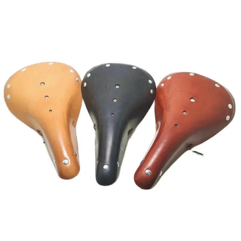 FREE-Vélo dehors Selle Cyclisme Accessoires Rétro Vintage Vélo Selle Pur Peau De Vache À La Main bau