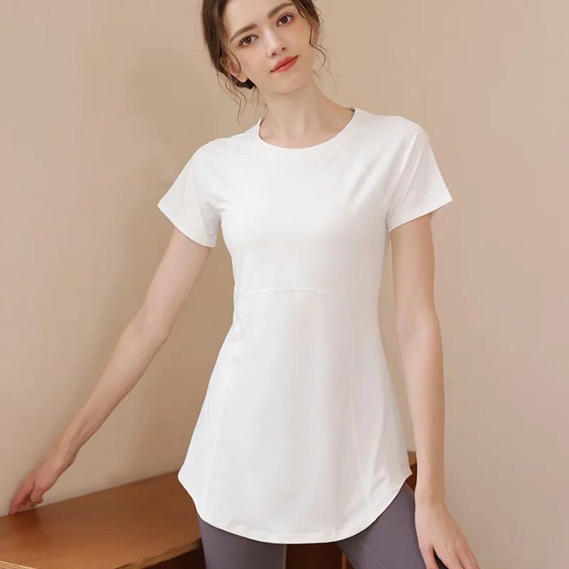 Vêtements de Yoga pour femmes, haut à manches courtes, vêtements de sport, T-shirt de course, de Fit