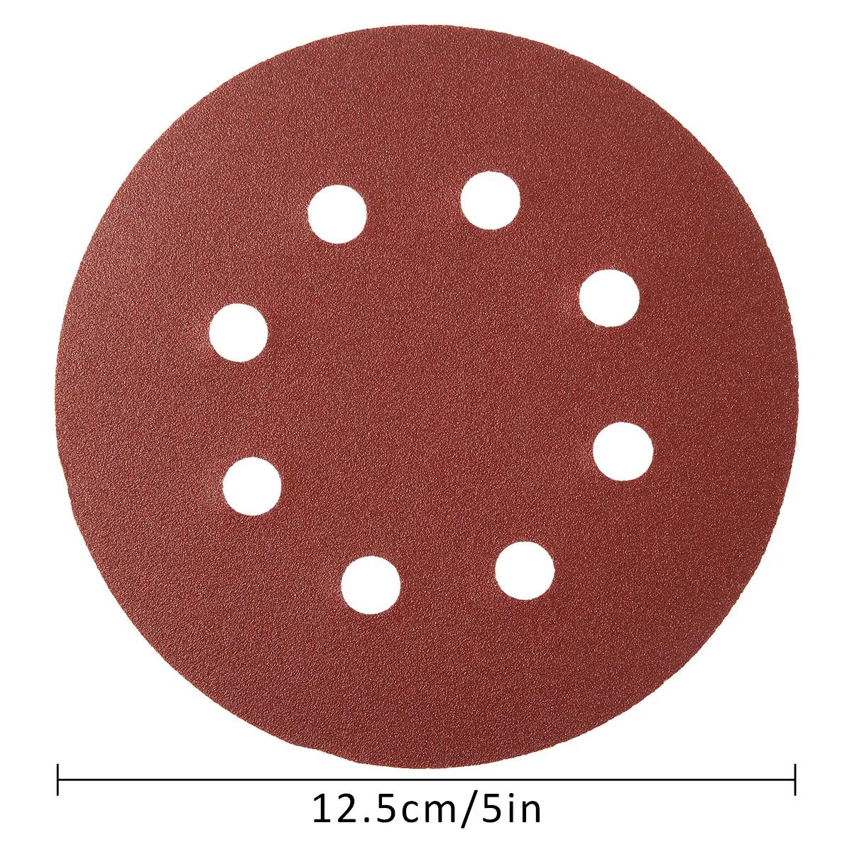 100 pièces 125mm disques abrasifs 8 trous crochet boucle papier de verre 80 grain-3000 grain papier