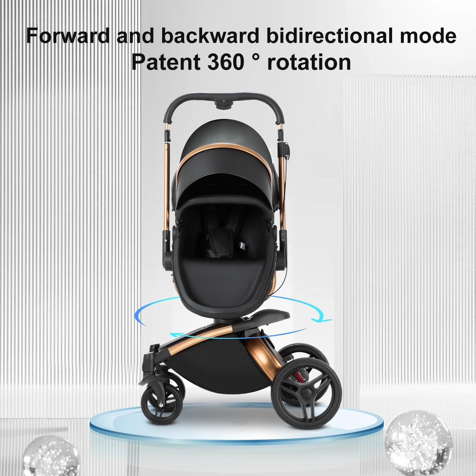 360 ° Poussette bébé 3 en 1 siège auto poussette Combo système de voyage poussettes haute paysage