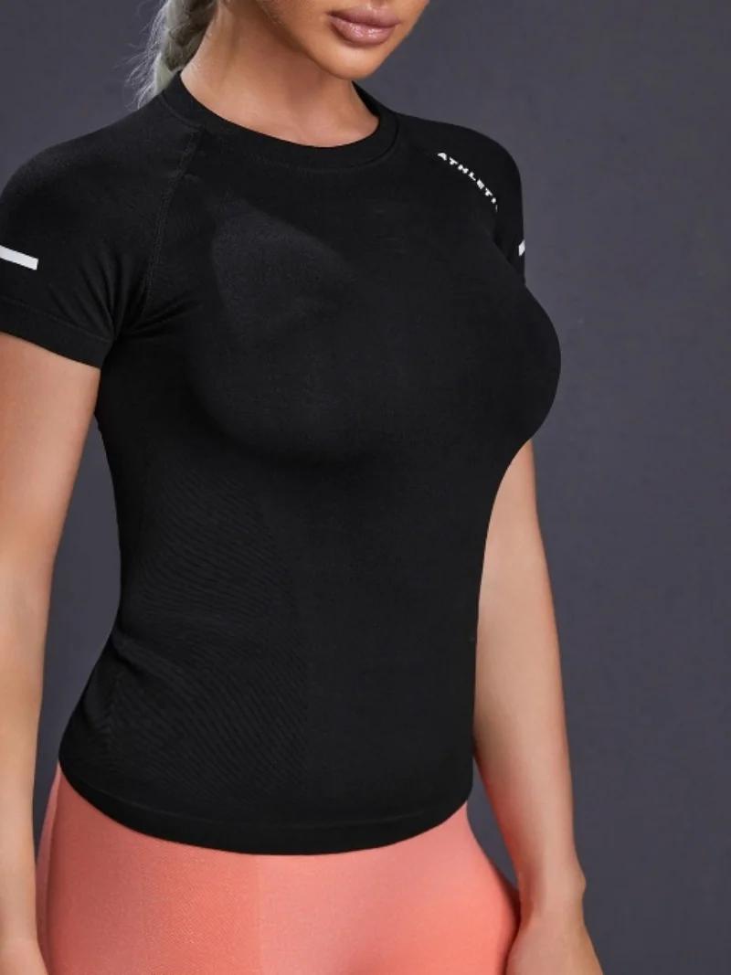 T-shirt de fitness sans couture à manches courtes, combinaison de yoga d'été à séchage rapide, haut