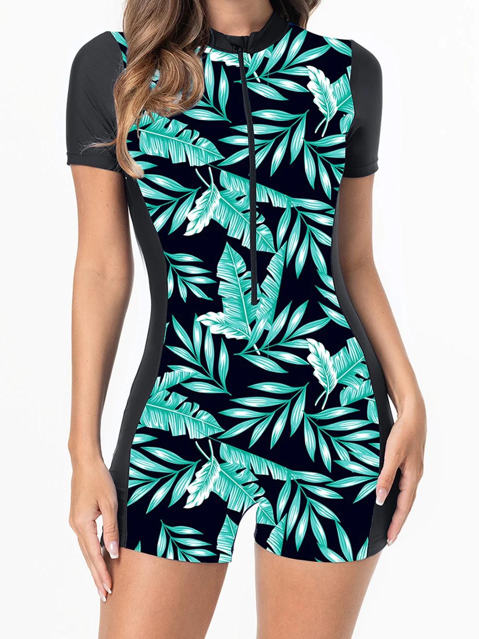 Manches courtes surf body 2025 femmes une pièce maillot de bain à glissière dame maillots de sport f