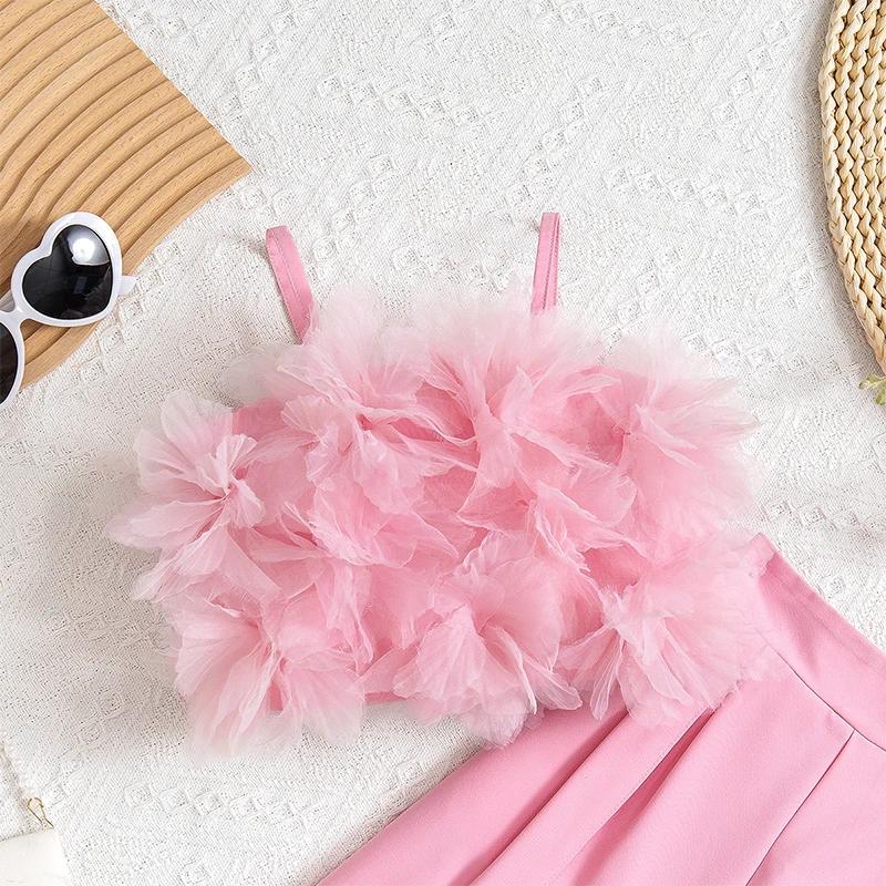 Ensemble de vêtements d'été pour filles, tenue de princesse florale, pantalon à jambes larges, à la