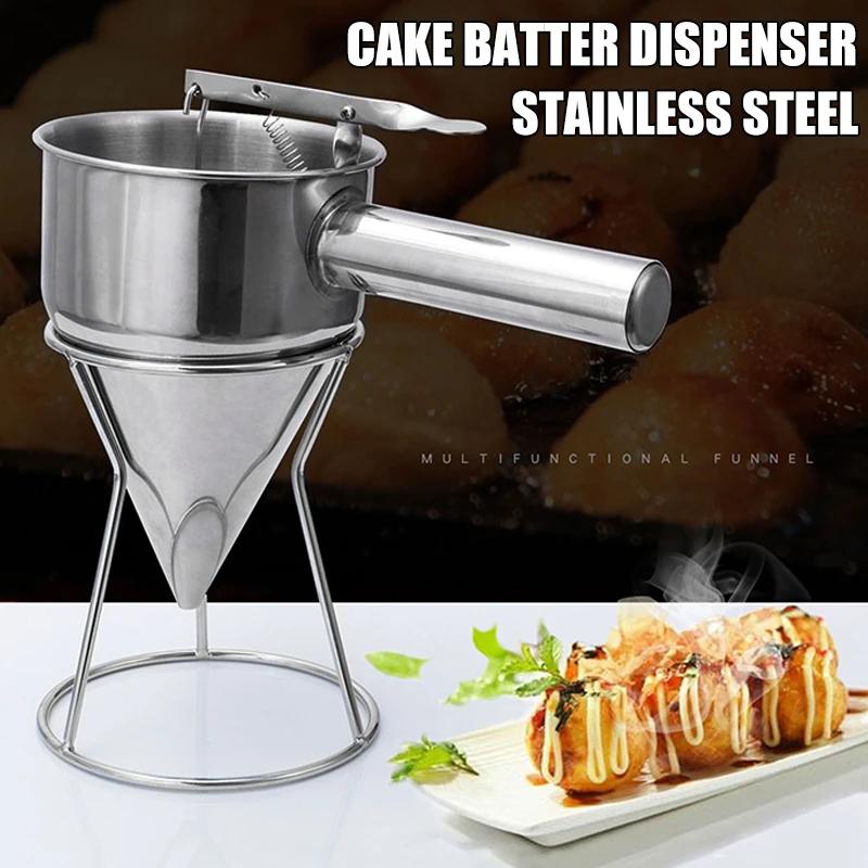 Takoyaki – distributeur d'entonnoir en acier inoxydable, outils de cuisson, avec support, boules de