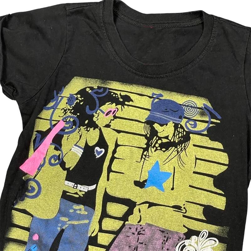 Esthétique Emo y2k hauts été bébé t-shirts hauts Streetwear gothique Harajuku graphique Cool fille T