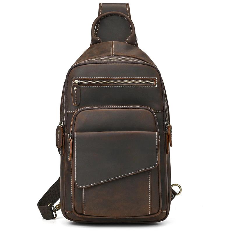 Newsbird – sac à bandoulière en cuir de vache souple pour homme, sacoche de poitrine en cuir véritab