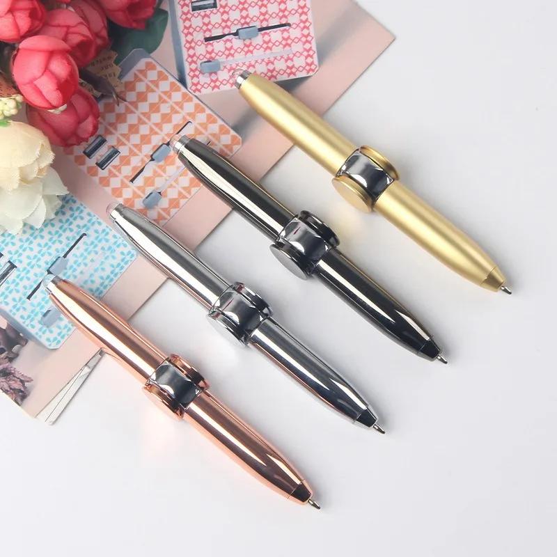 Stylo LED multifonction créatif, gyroscope de décompression rotatif, stylo à bille en métal, fournit