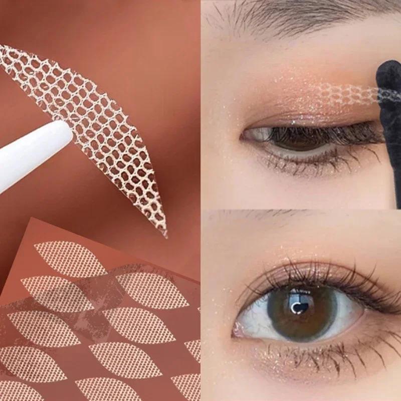 Bande d'ombre à paupières Invisible en dentelle, maille en forme d'olive, Double pli, autocollant, m