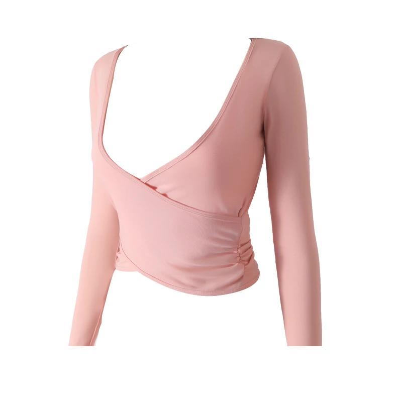 Fil de filet en nid d'abeille portant un exercice mince à manches longues taille respirante t-shirt