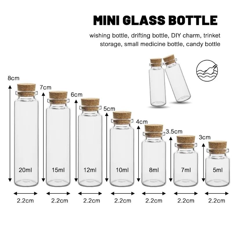 10 pièces 5 ml-20 ml petites bouteilles en verre avec bouchons en liège bricolage décoration Mini fl