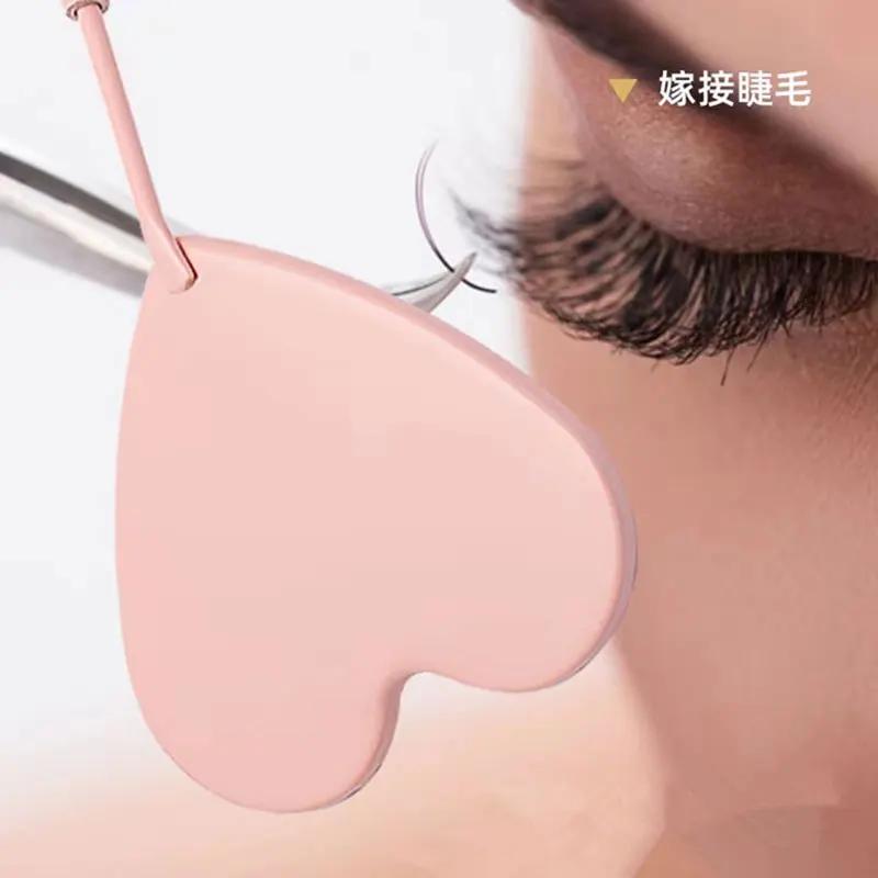 Miroir de contrôle d'extensions de cils en forme de cœur, miroir multifonction en acier inoxydable,