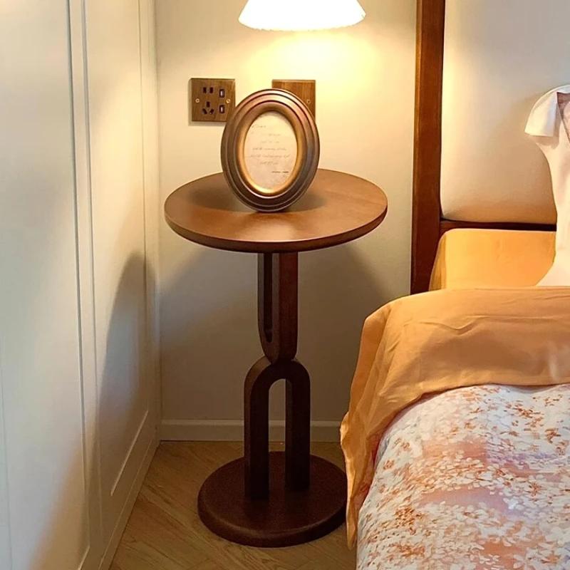 Table basse ancienne moyenne pour salon, bureau d'appoint en bois massif, Table de nuit multifonctio