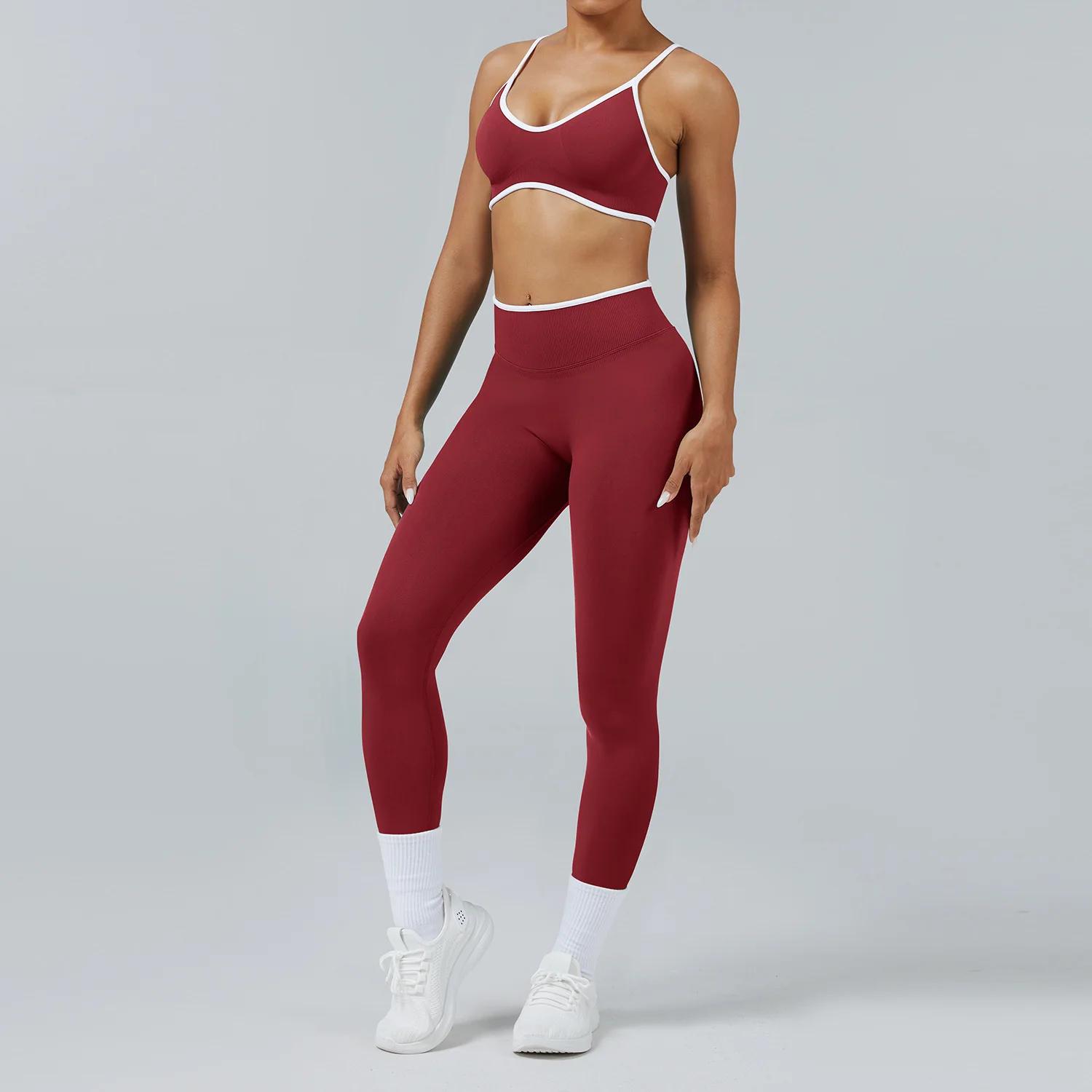 Ensemble de sport 2 pièces pour femmes, survêtement de sport, pantalon de yoga push-up, soutien-gorg