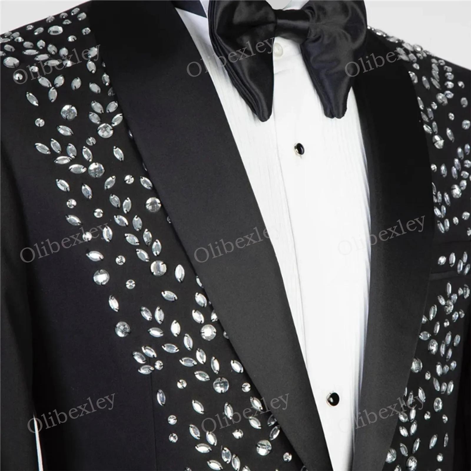 Smokings noirs pour hommes costumes noirs 2 pièces personnalisé Elegante haute qualité Slim Fit homm