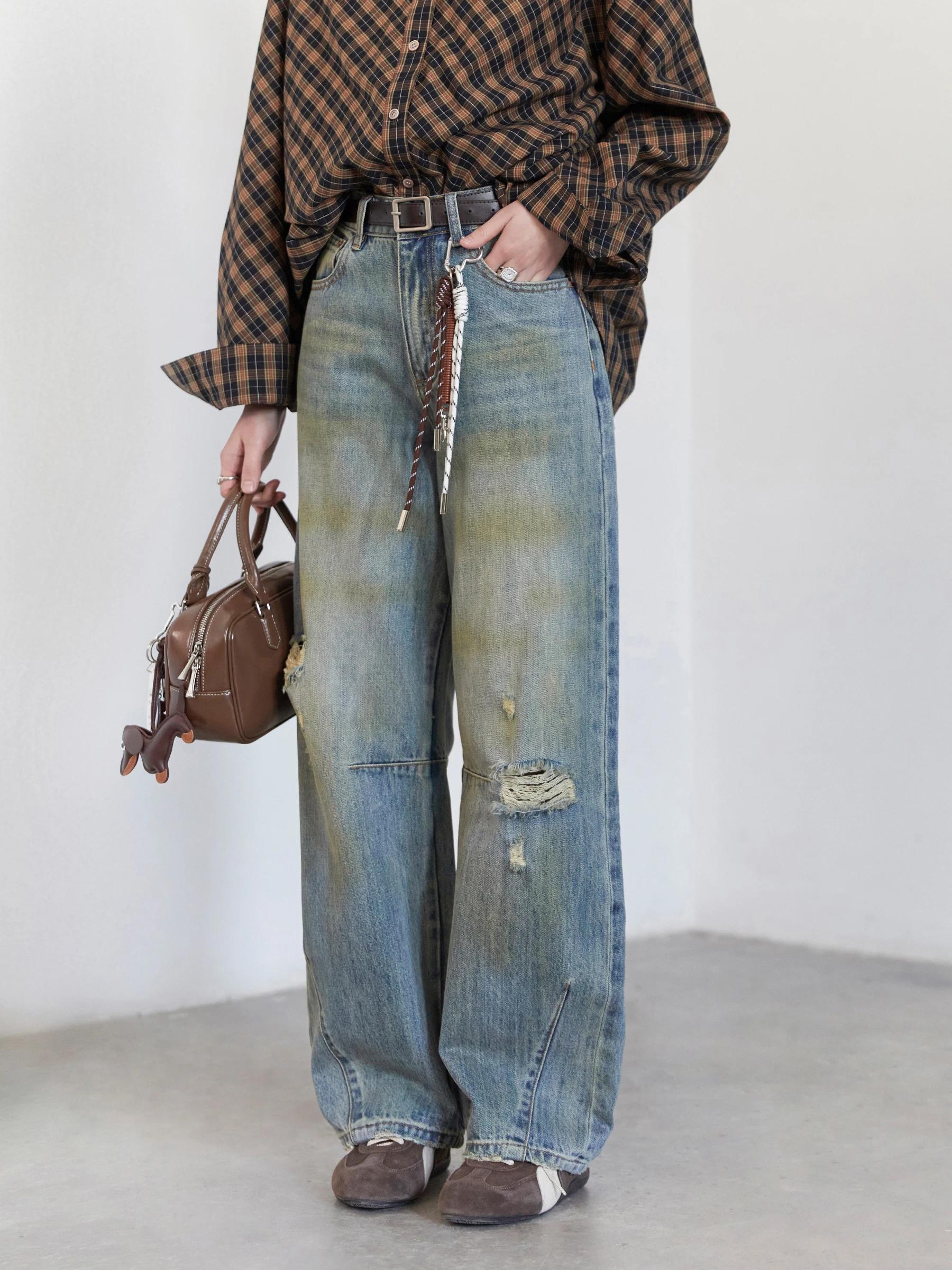 CHIC VEN rétro femmes jean ample décontracté nouveau taille haute jambes larges Denim pantalon femme