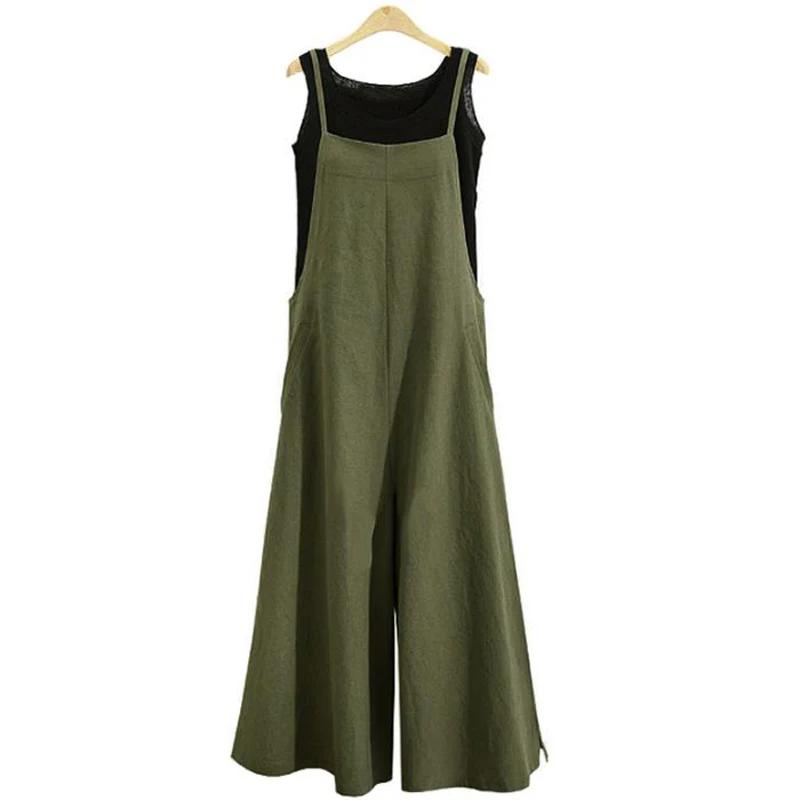 Combinaison à bretelles pour femmes, couleur unie, pantalon à jambes larges, salopette à bretelles,