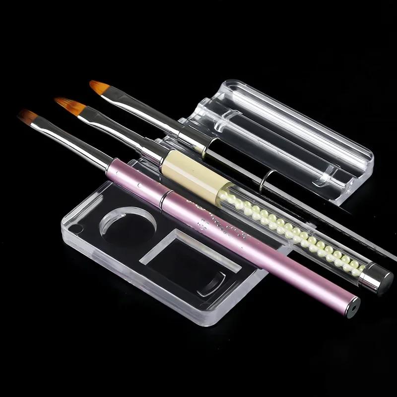 Porte-stylo polyvalent en acrylique pour Nail Art, support de brosse à 5 compartiments avec Palette