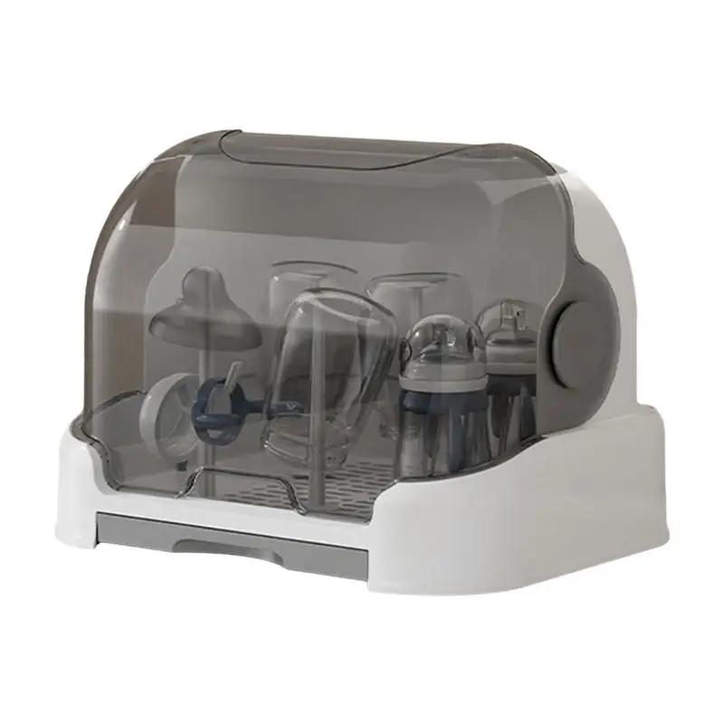 Support de séchage de bouteilles pour bébés, stockage de bouteilles anti-poussière avec plateau d'ég