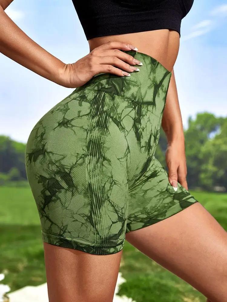 Short de sport Sexy pour femmes, teinture par nouage, levage des fesses, slim, extensible, taille ha