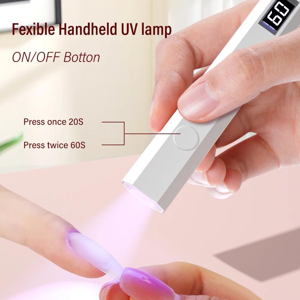 YIKOOLIN lumière UV/LED portative pour ongles 12W Mini lumière UV Portable pour ongles en Gel 2 régl