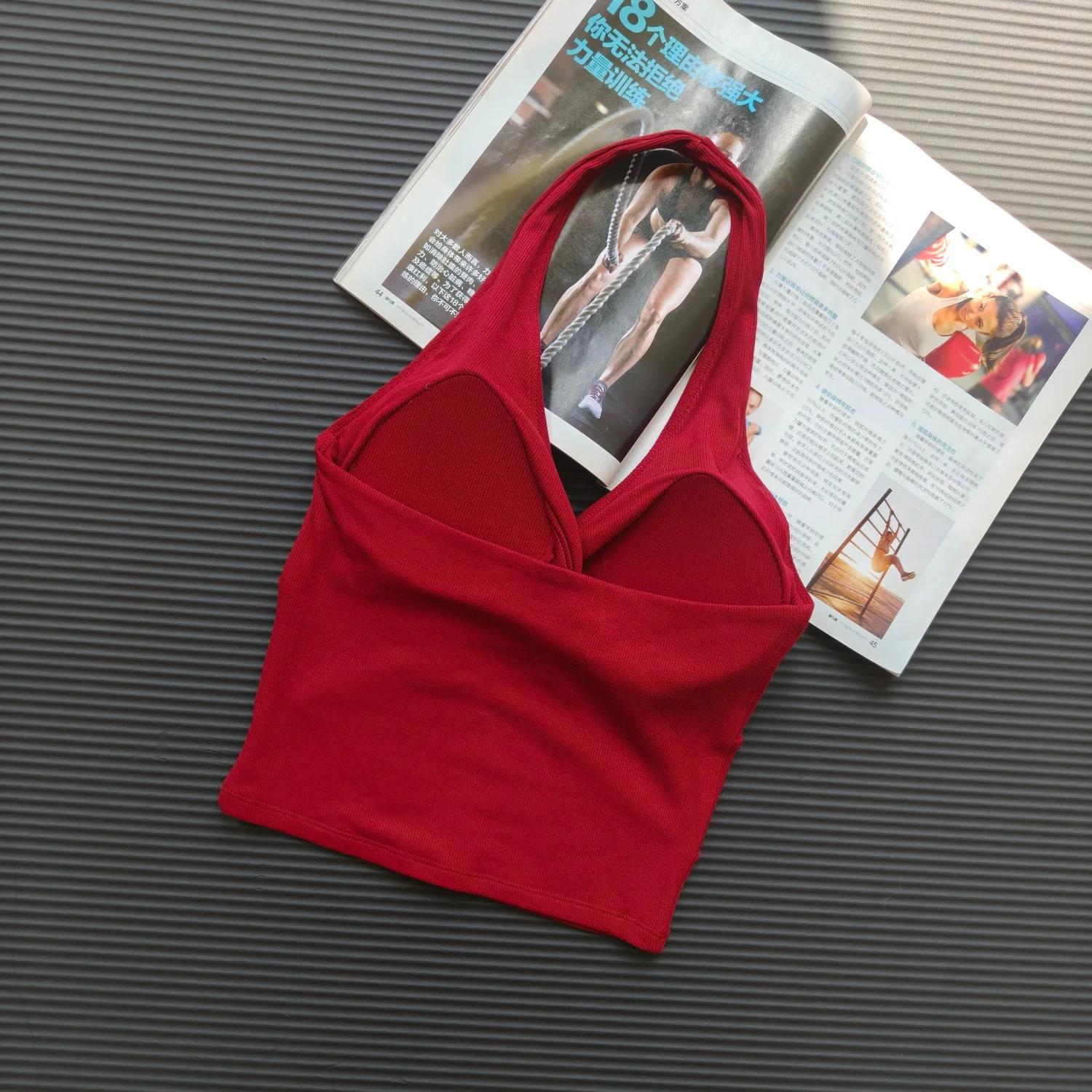 Soutien-gorge de yoga sexy dos nu à col halter, séchage rapide, sensation seconde peau, rembourré, b