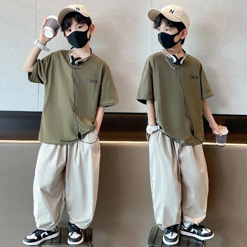 Ensembles d'été pour enfants adolescents, vêtements pour garçons, ensemble en coton, nouvelle mode p