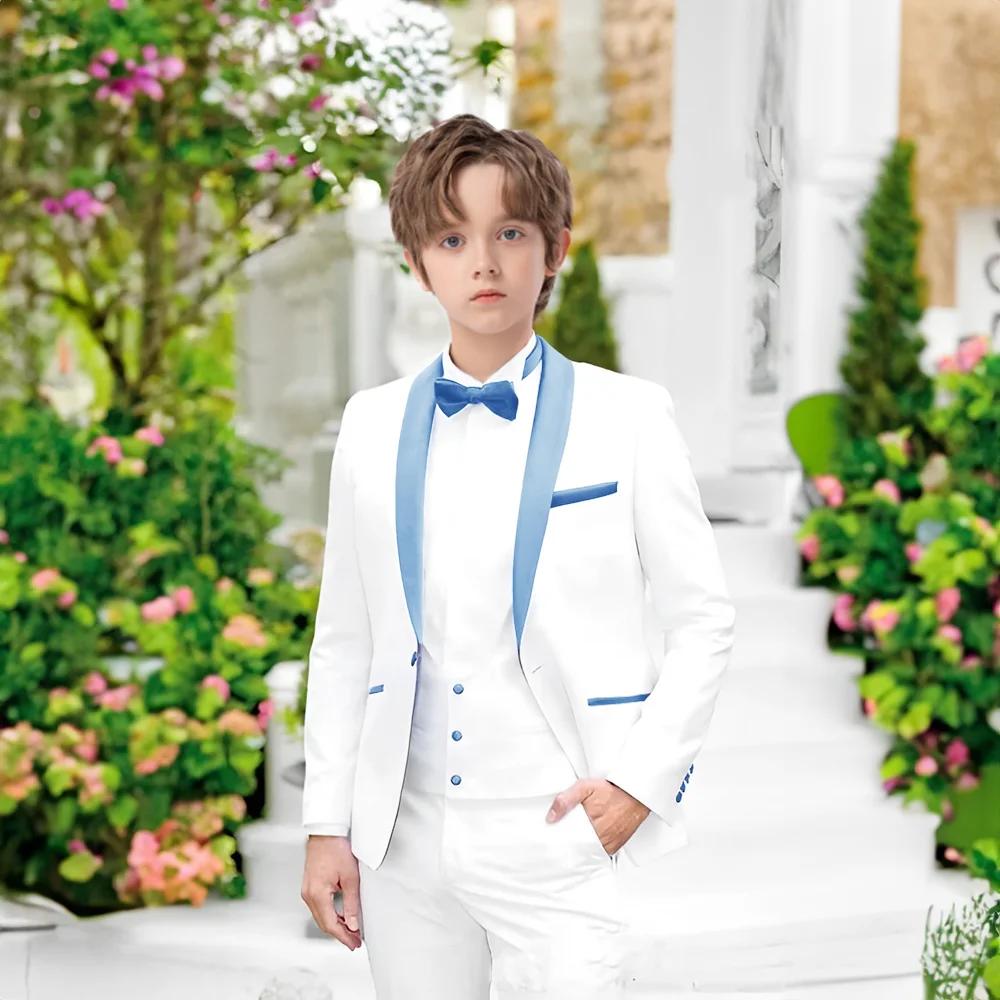 Costume ajusté pour garçons, 2 pièces, vêtements de Performance de Piano, smoking Chic à revers châl