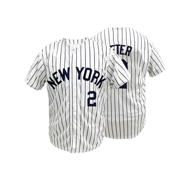 Nouvelle York pour hommes # 2 maillots de Baseball brodés, uniforme de sport respirant rétro pour l'