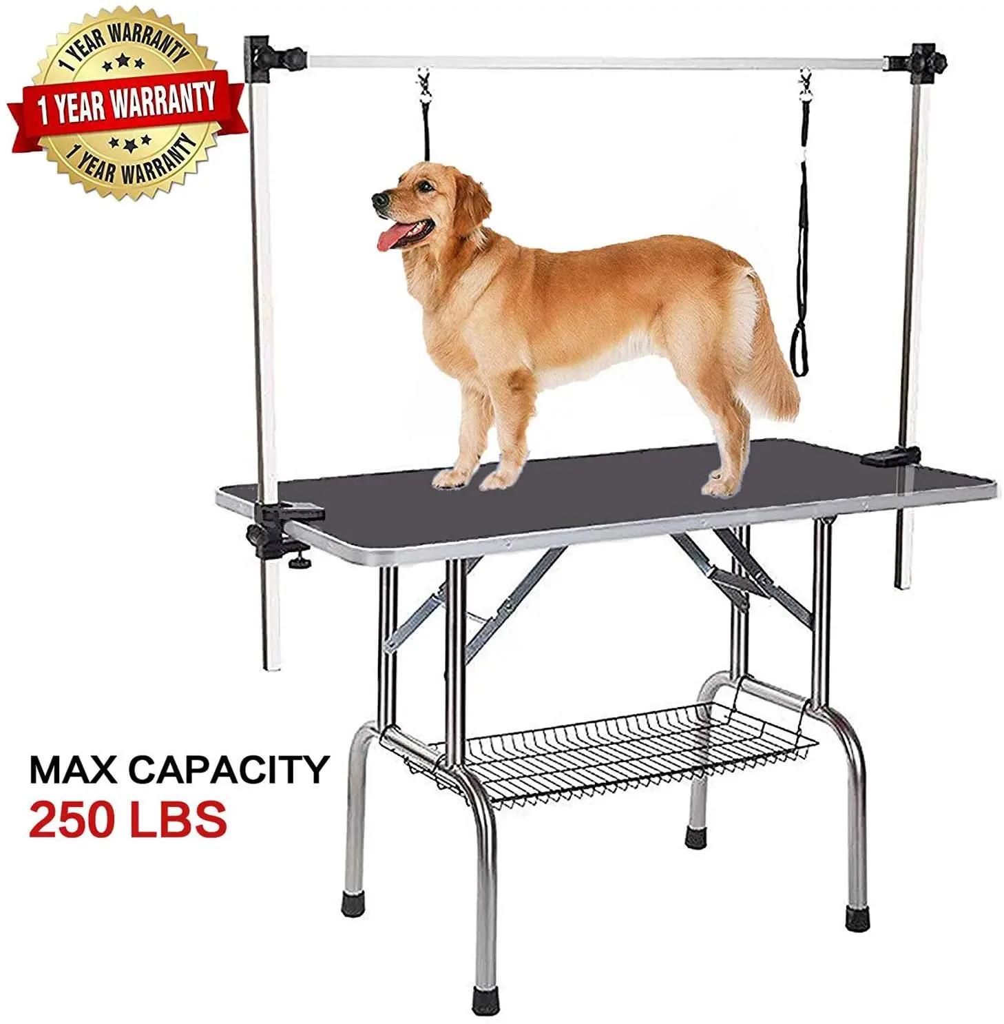 Table de toilettage professionnelle pour animaux de compagnie, 46 pouces, grande, réglable, portable