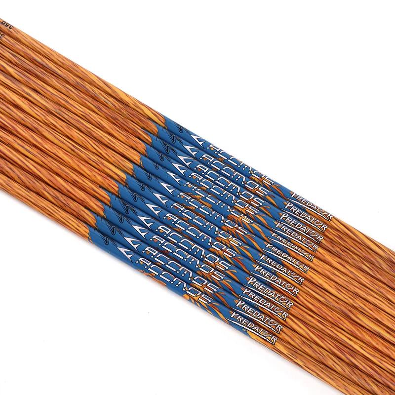 Tige de flèche en carbone avec patient en bois, ID 6,2mm, 350mm, 400mm, 450mm, 500mm, 550mm, 600mm,