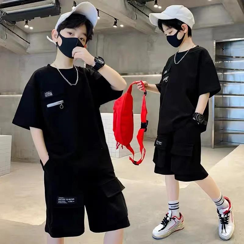 Ensemble d'été pour garçons, combinaison de sport pour enfants, nouvelle tenue à la mode, haut à man