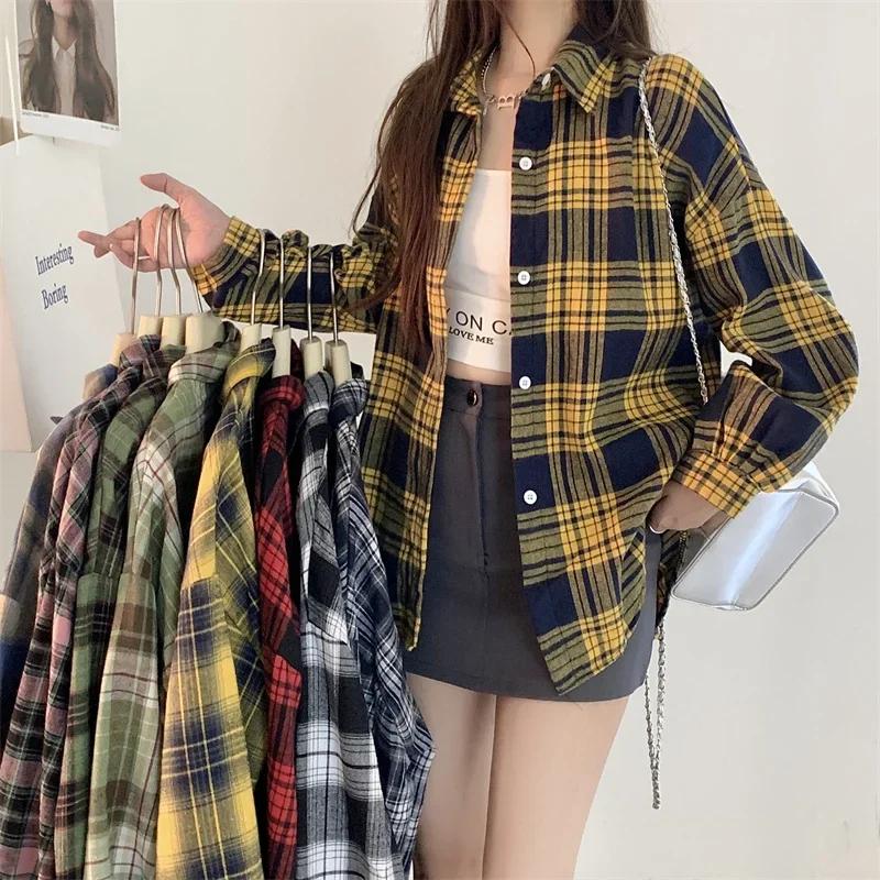 Chemise en flanelle noire pour femmes, manches longues, col boutonné, chemise à carreaux Tartan, ves