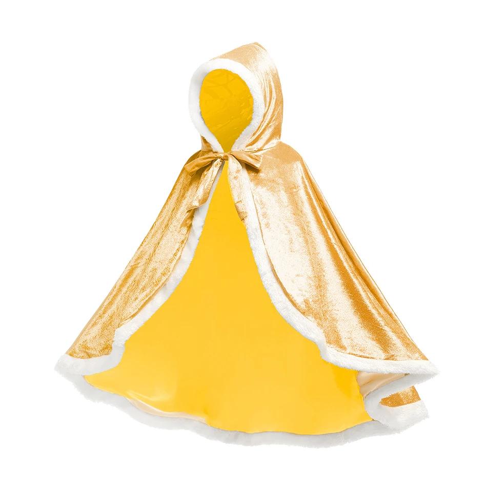 Cape de princesse à capuche solide pour filles, Cape d'hiver pour enfants, Costume de fête de noël,