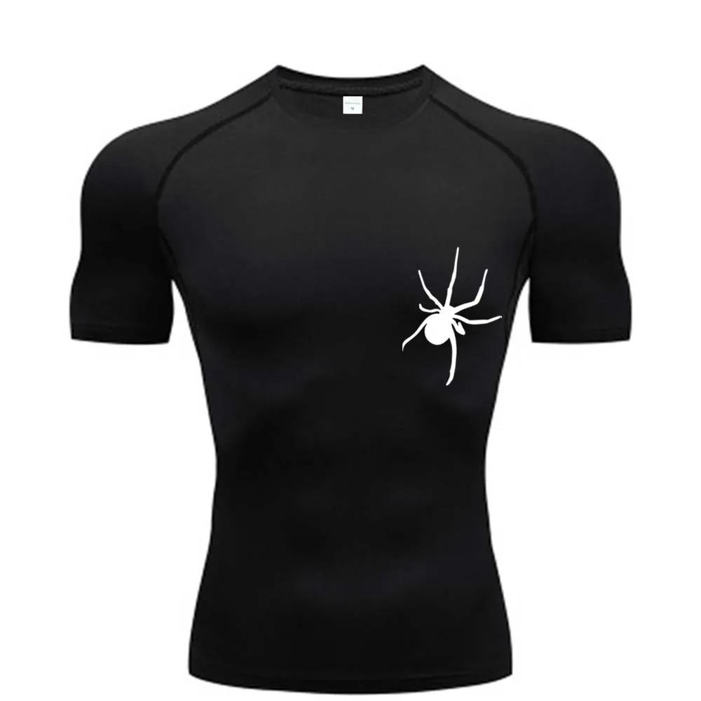 T-Shirt d'été à manches courtes pour hommes, chemise de course, vêtements de sport à Compression, ha