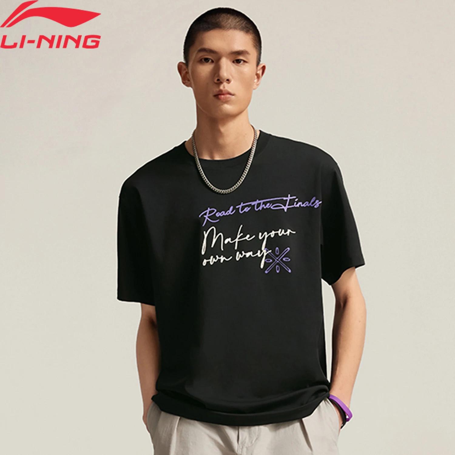 Li-ning hommes Wade sport T-shirts 49% Polyester 46% coton 5% élasthanne coupe ample doublure confor