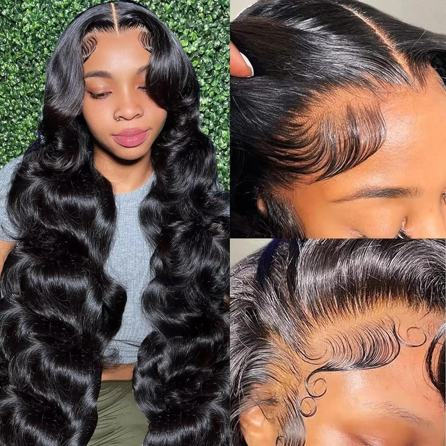 Perruque Lace Front Wig Body Wave Brésilienne Naturelle, Cheveux Humains, 13x6, 4x4, 13 Tages, pour