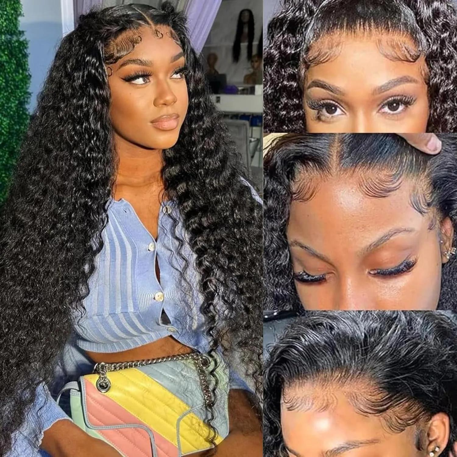 Perruques Lace Front HD 13x6 de 40-44 pouces en cheveux humains pour femmes, densité 200%, perruque