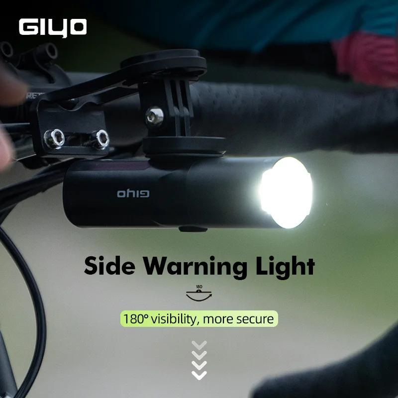 Giyo-Eclairage avant de vélo, lampe de sauna, lentille rotative, charge USB, étanche, antireflet, no