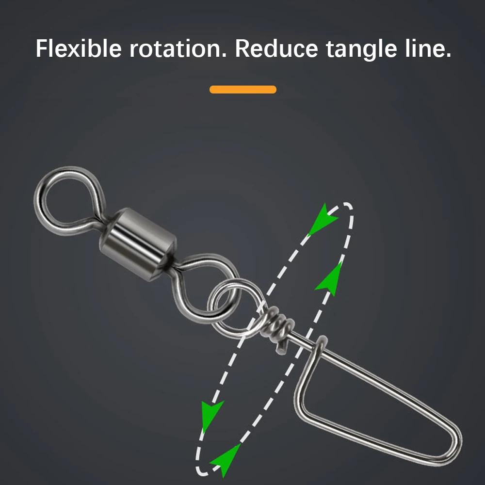 DNDYUJU 50pcs roulement de pêche émerillons anneau solide Interlock Snap pour hameçon leurre connect