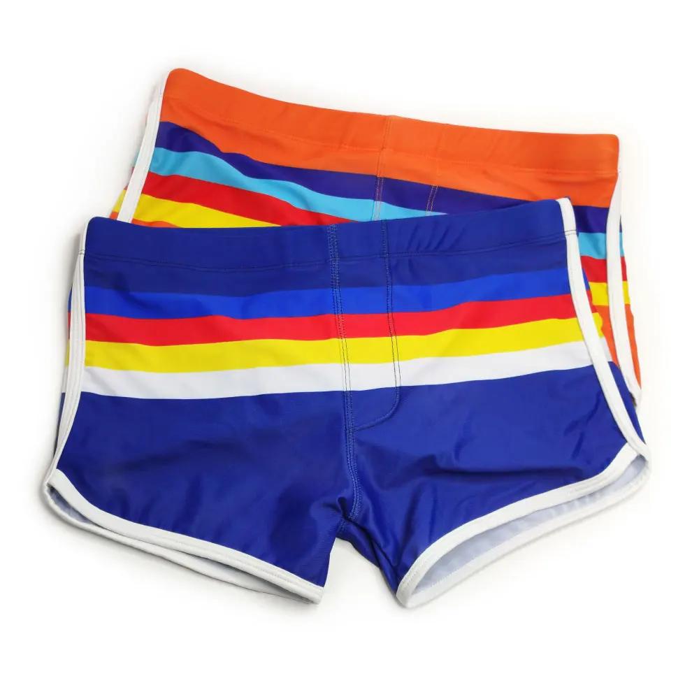Maillot de bain pour hommes, pantalon de plage, surf, planche de surf, Sexy, arc-en-ciel, bandes de