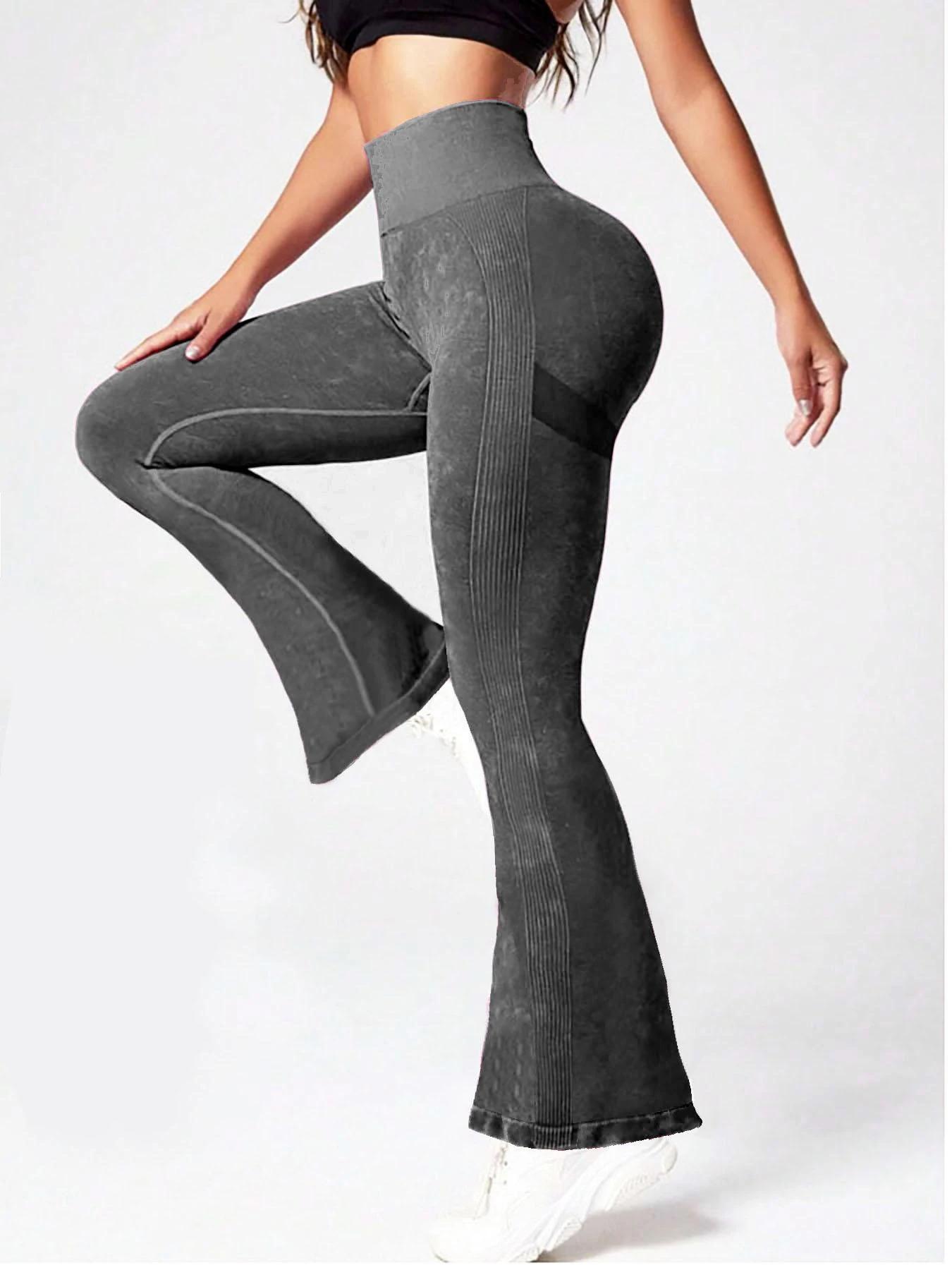 Pantalon moulant taille haute sans couture pour femmes - Yoga, fitness, tricot élastique