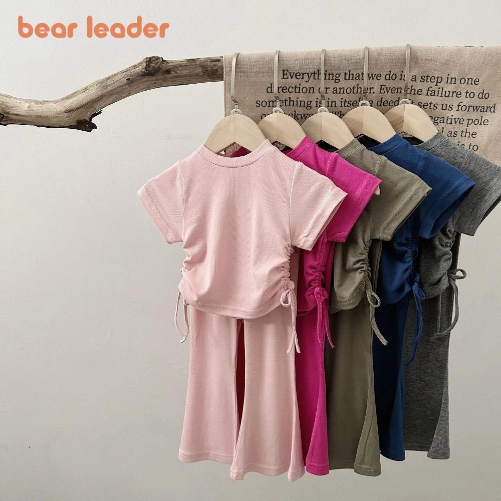 Bear Leader – ensemble d'été pour bébé fille, Version coréenne, couleur unie, col rond, haut avec co