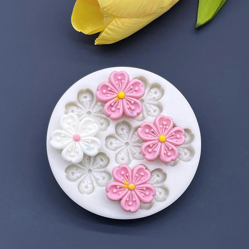 Moule en silicone en forme de fleur Sakura, ustensile de cuisson pour gâteau Chi, Har, Fourmi, outil