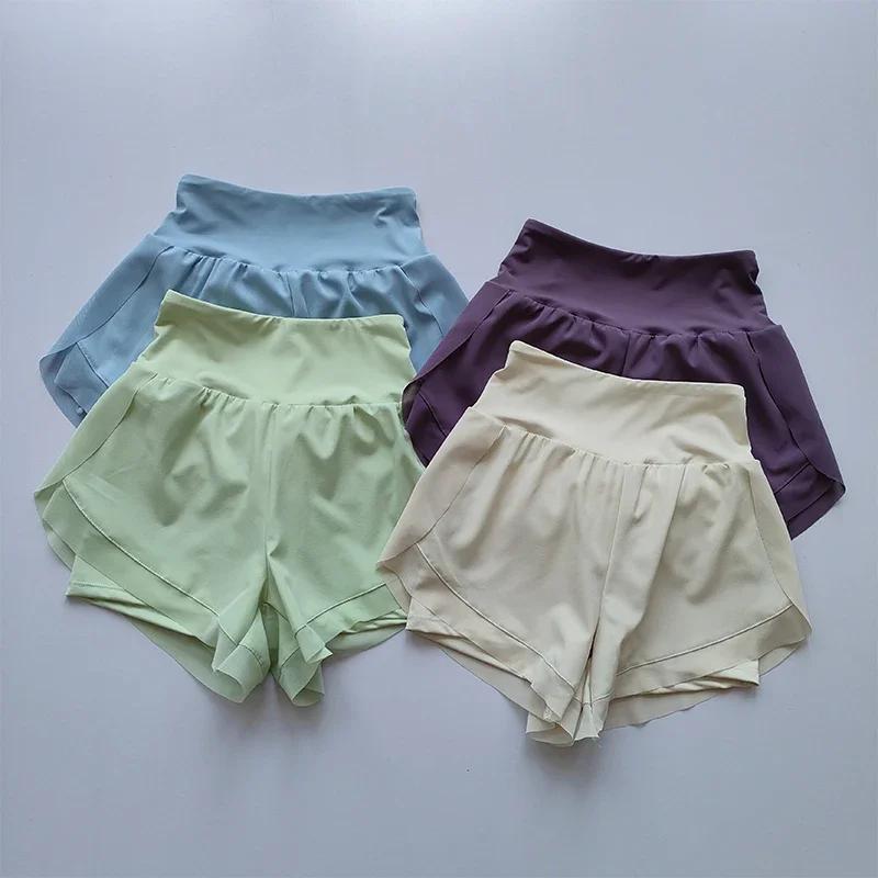 Short de sport taille haute pour femme, maille respirante, double couche, séchage rapide, gym, fitne