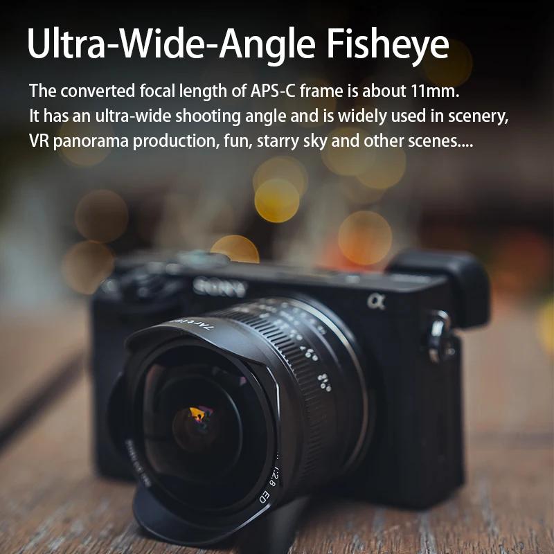 7artisans Objectif fisheye ultra grand angle 7,5 mm F2.8 Mark II pour Sony E Alpha 6400/ZVE10 Fuji X