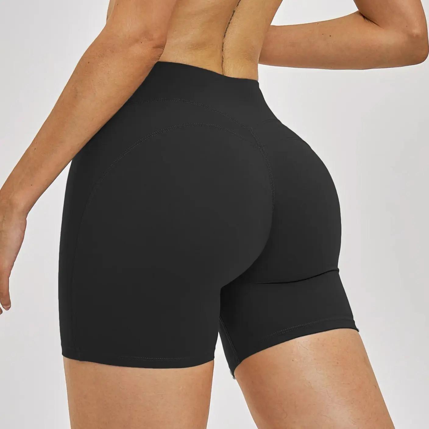 Ningyu Short de sport pour femme, moulant, taille haute, pour la course, le cyclisme, l'entraînement