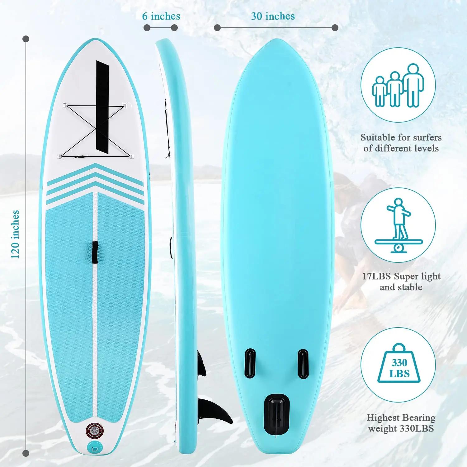 Planche à pagaie gonflable SUP, avec accessoires de paddle, pompe triple action, pêche verte