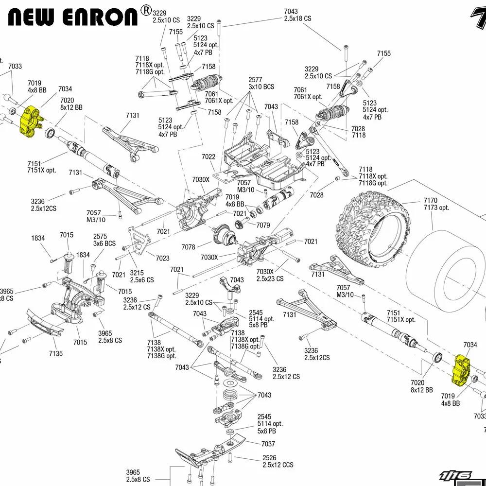 NOUVEAU ENRON 2 pièces en alliage # Supports d'essieu avant et arrière 7034, bras d'articulation pou