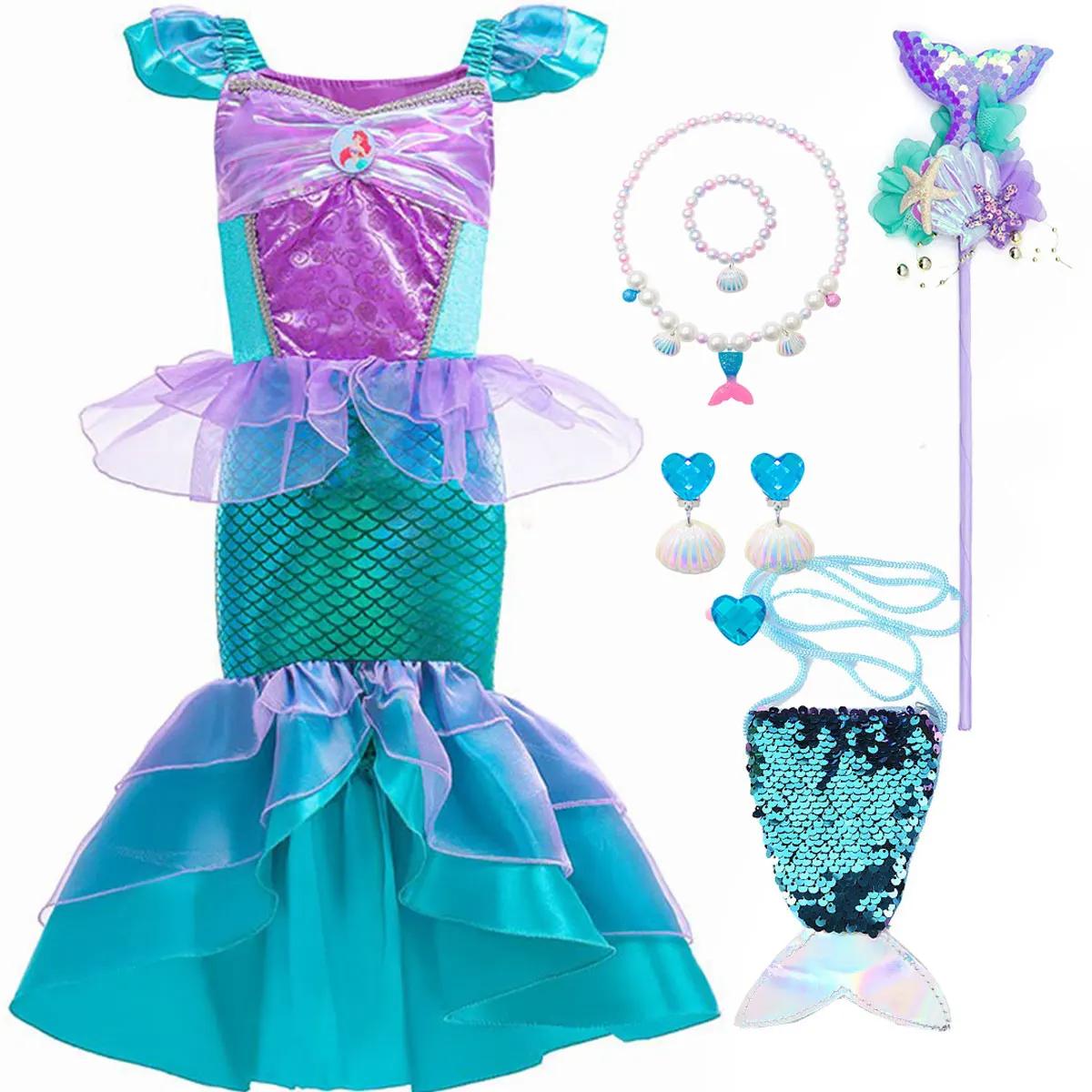Costume de princesse Ariel de la petite sirène pour Halloween, robe pour filles, Cosplay, robe de si