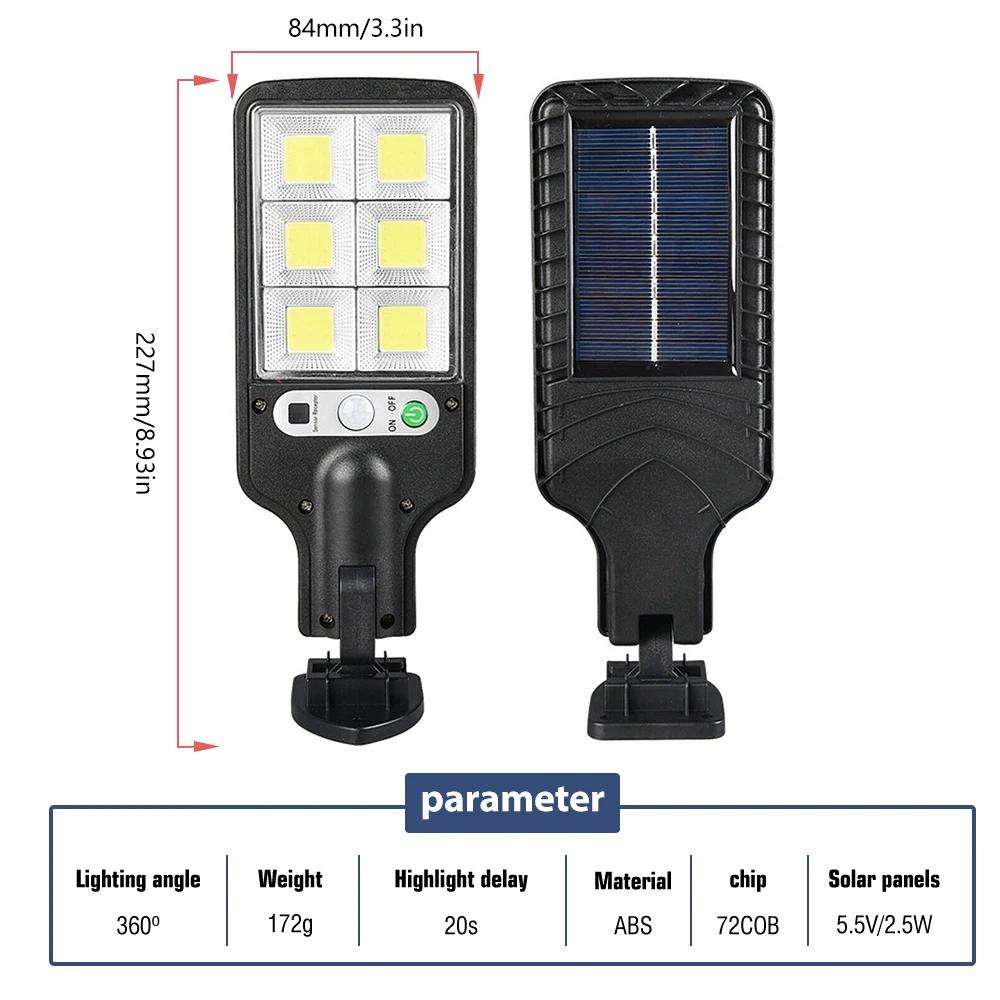 Applique murale solaire extérieure à LED avec détecteur de mouvement, lampadaire d'inondation lumine